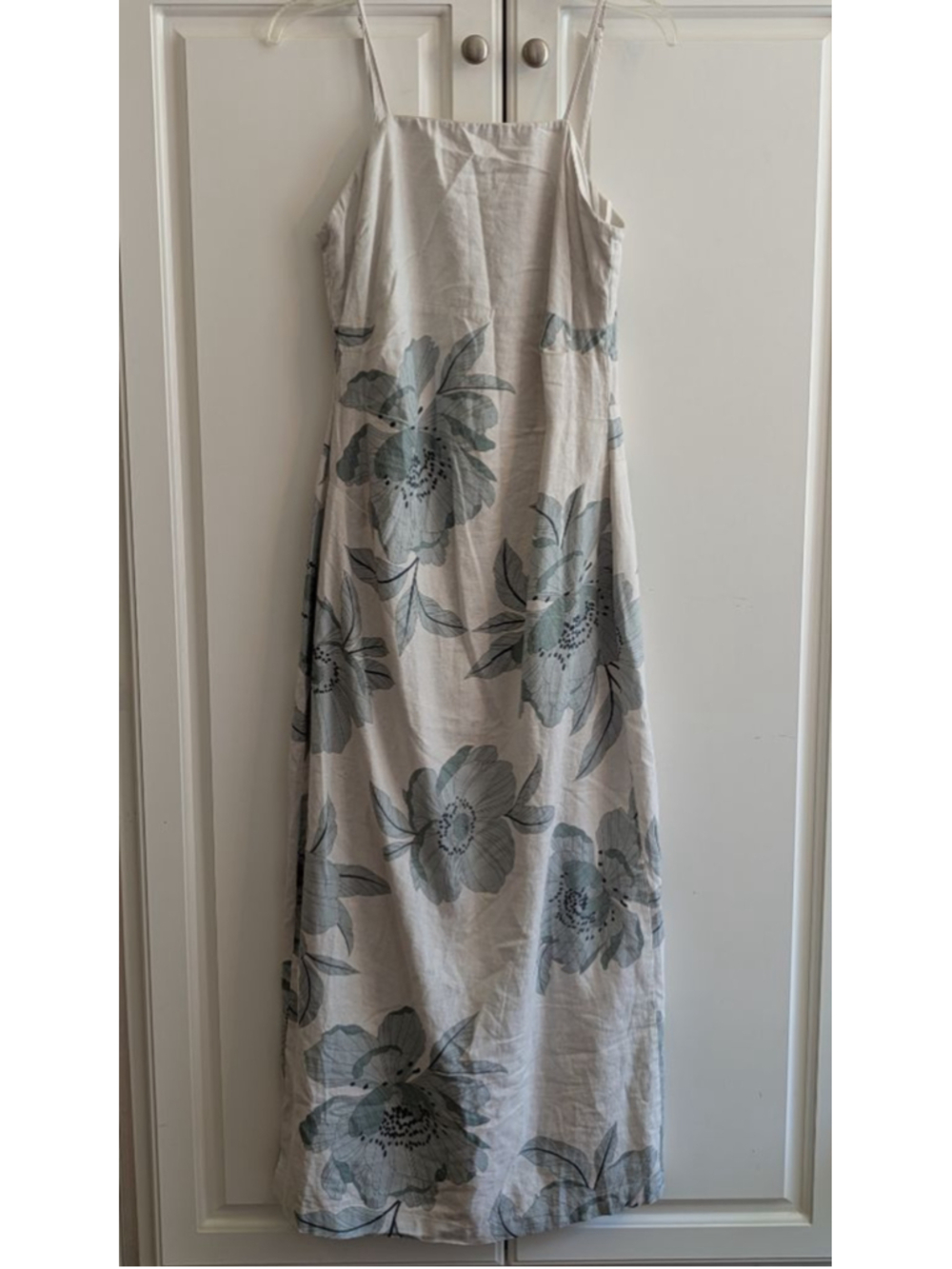 Women's Joie Beige & Green Floral Linen Blend Maxi Dress M